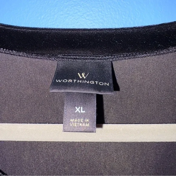 Worthington Black Velvet Midi Dress w/ Flared Short Sleeves - Size XL - Picture 3 of 4